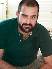 Italian bear Urs Milano shows off his sexy hairy chest and furry hole in this red hot Spanish photo shoot